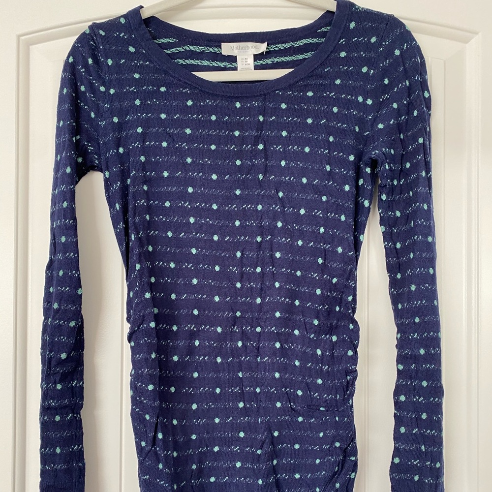 Motherhood Maternity blue polka dot sweater size S